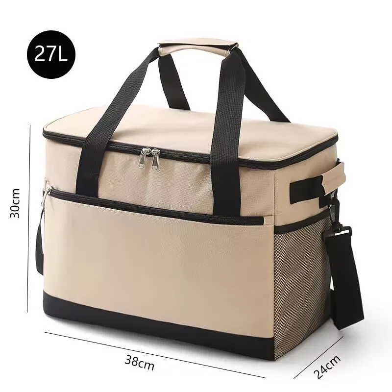 Large Capacity Totes Bento Insulated Lunch Bag Picnic Food Box Storage Ice Cooler Thermal Bag Portable Handheld DoubleLayerBags﻿