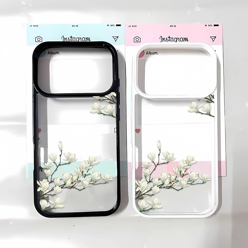 Phone Case Magnolia Elegant White Pretty Flexible Glossy Button Cover Fits iPhone 16 Plus 11 15 Air 14 17 Pro 13 New Max 12