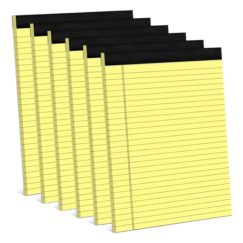 6 Pack Yellow Note Pads 8.5 X 11.75Inch Narrow Ruled Lined Writing Note Pads Yellow Paper Pads College Ruled Note Pad Well-Made