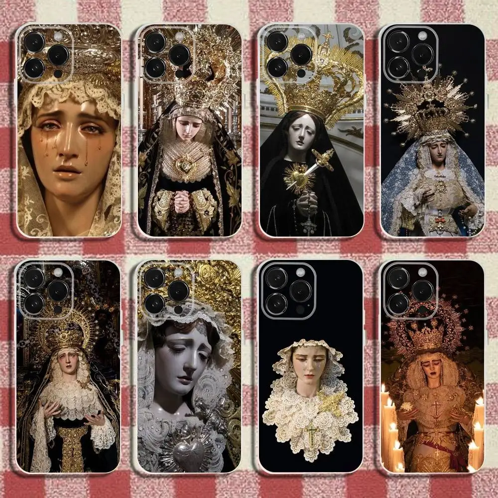 

Virgin Mary Phone Case For iPhone 17,16,15,14,13,12,11 Pro,Max,Plus,X,XS,XR,SE,Mini Transparent Silicone Soft