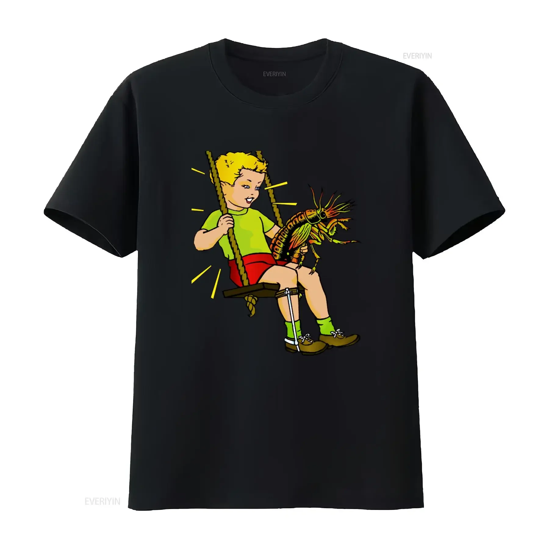 The Offspring Americana 1998 T Shirt 90s with Unique Swing Boy and Insect Print vintage Washed Slightly Breathable Casual