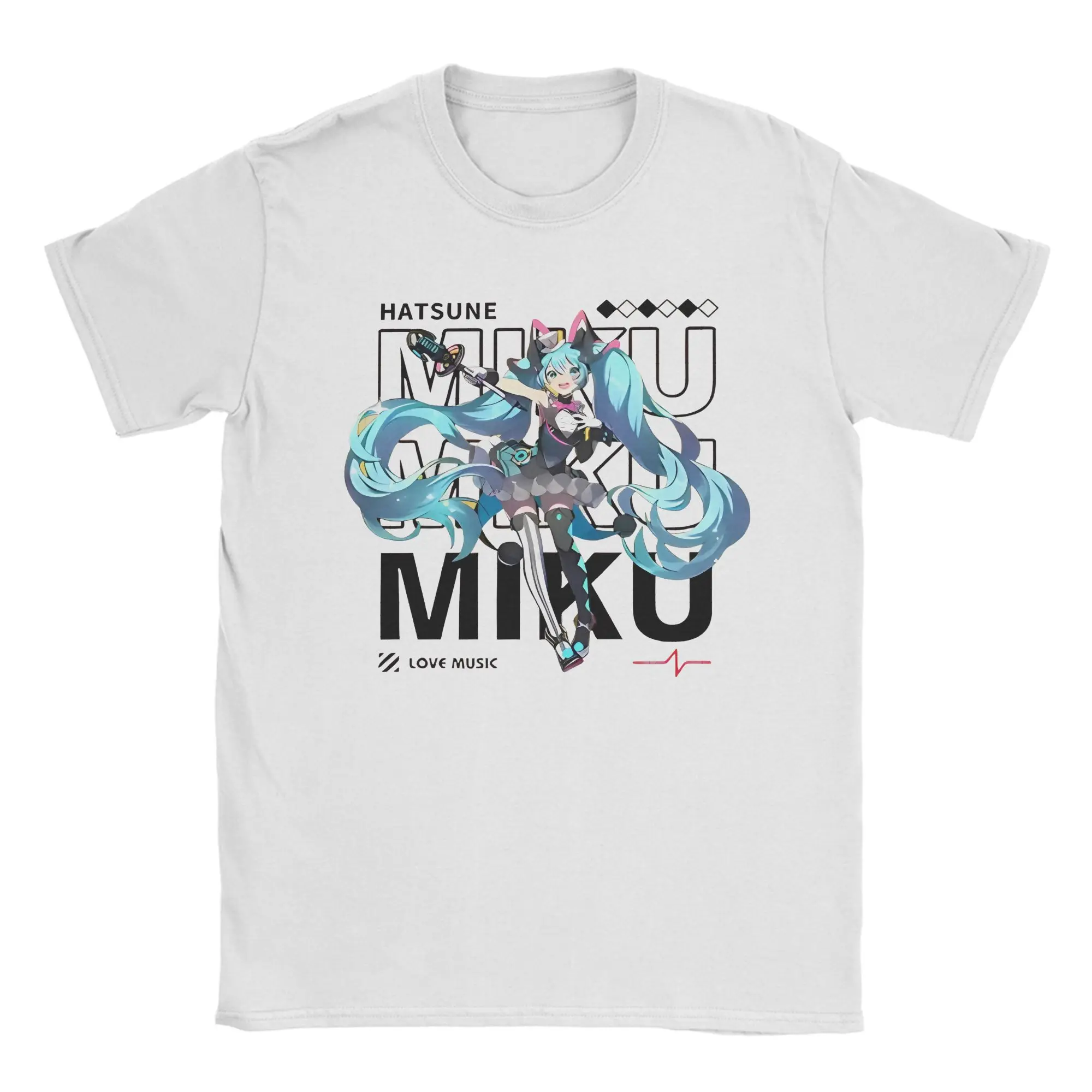 初音ミクアニメ-tシャツ男性女性ボーカロイドヴィンテージコットン-tシャツクルーネック半袖-tシャツ夏服