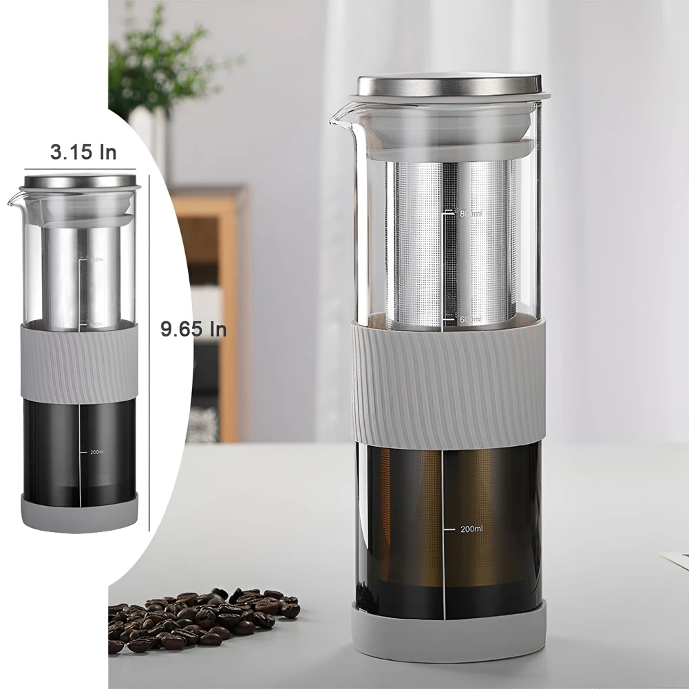 Airtight Cold Brew Coffee Maker & Tea Infuser - 800ml Glass Carafe Pitcher for Iced Coffee Brewing,Glass Coffee Pot-A70Z
