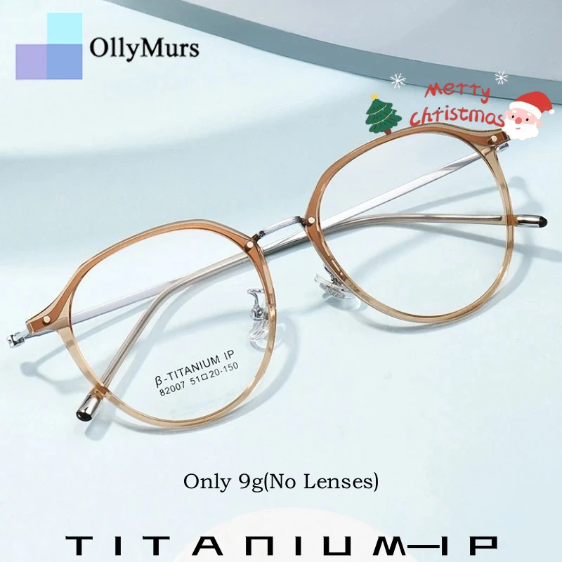 

OLLYMURS Ретро круглые очки женские сверхлегкие из титанового сплава модные TR90 оптические очки по рецепту оправа мужские очки новые
