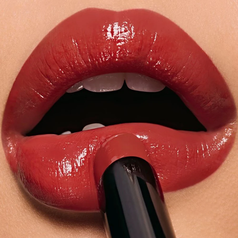 Moisturizing Nude Red Brown Lipstick Mirror Water Light Jelly Solid Lip Gloss Black Tube Lasting Sexy Lips Tint Makeup Cosmetics