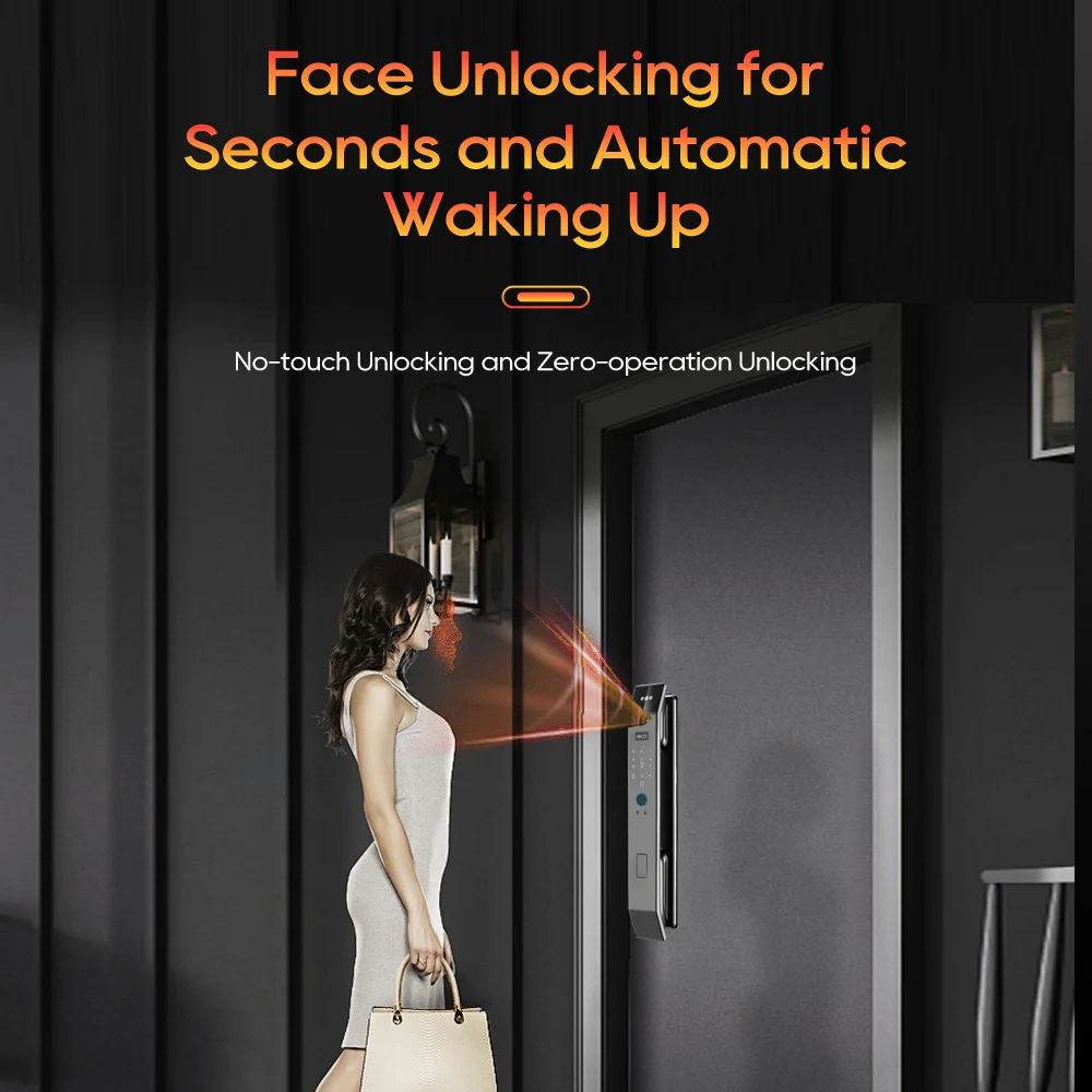 SANKESONG 3D Face Smart Door Lock with Screen Digital Password Electronic Key IC Card APP Unlock Home Fingerprint Locks