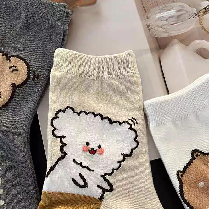 Cute Cartoon Animals Prints Soft Cotton Socks Fashion Four Seasons Warm Breathable Sweat-wicking Middle Tube Socks Girly Gifts