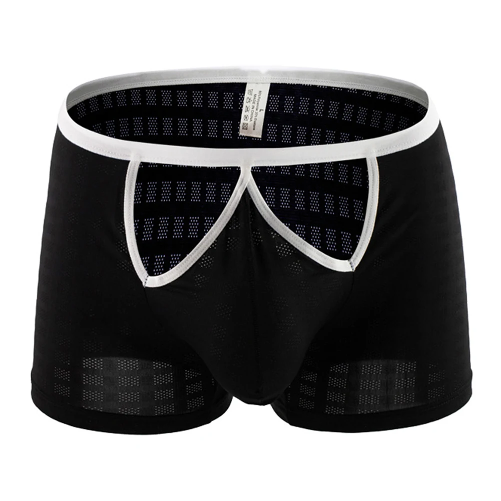 Мужские трусы-боксеры из ледяного шелка, нижнее белье, дышащее сексуальное полое тонкое нижнее белье, хит продаж