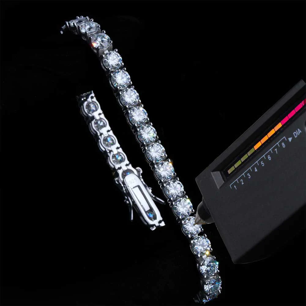 

Sparkling Moissanite Tennis Bracelet for Women 4MM Round Cut 925 Sterling Silver GRA Certified Elegant Hip Hop Jewelry Gift