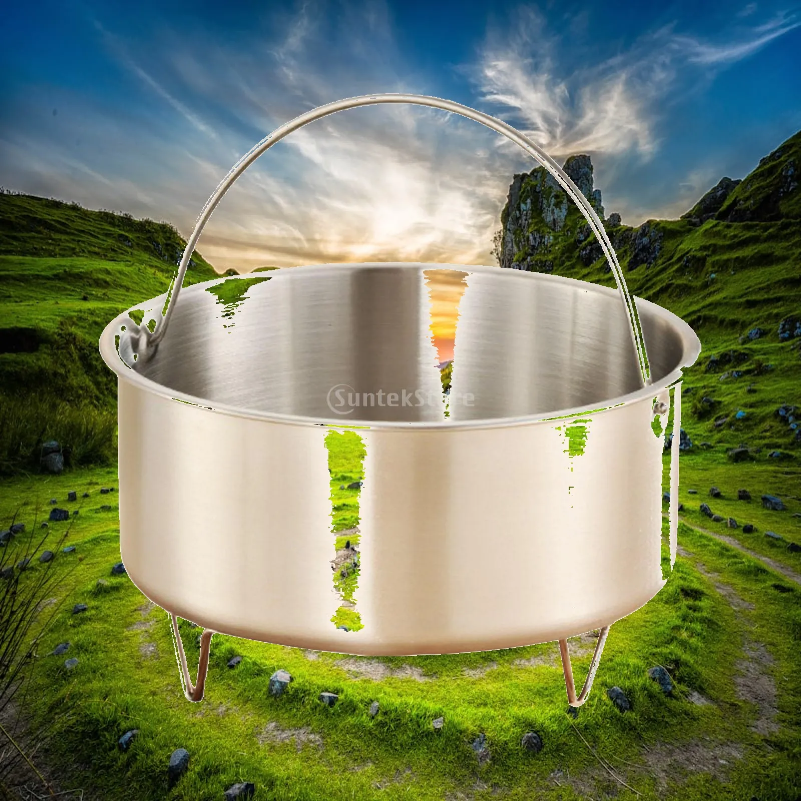 Steamer Basket with Handle Stainless Steel for Vegetable Dumpling Egg Meat Steaming in Cooking Pot Pan