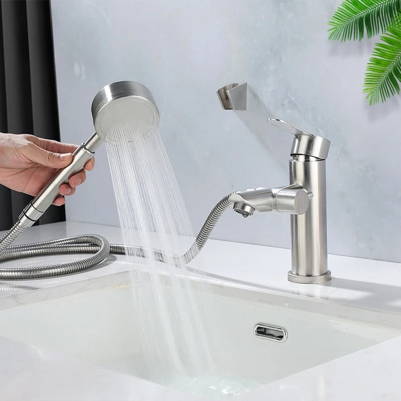 304 Stainless Steel Dual-purpose Hot and Cold Washbasin Faucet, Switchable Shower Multi-functional Washbasin Faucet Shower Set