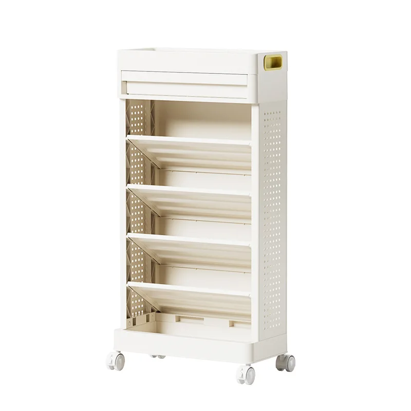 

Movable bookshelf Floor-to-ceiling with wheels Classroom desktop textbook storage rack Study large capacity multi-layer books