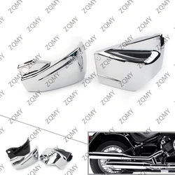 1Pair Motorcycle ABS Battery Side Cover Protector For Yamaha V Star 650 DragStar 650 XVS650 XVS650A Glossy Black/Chrome