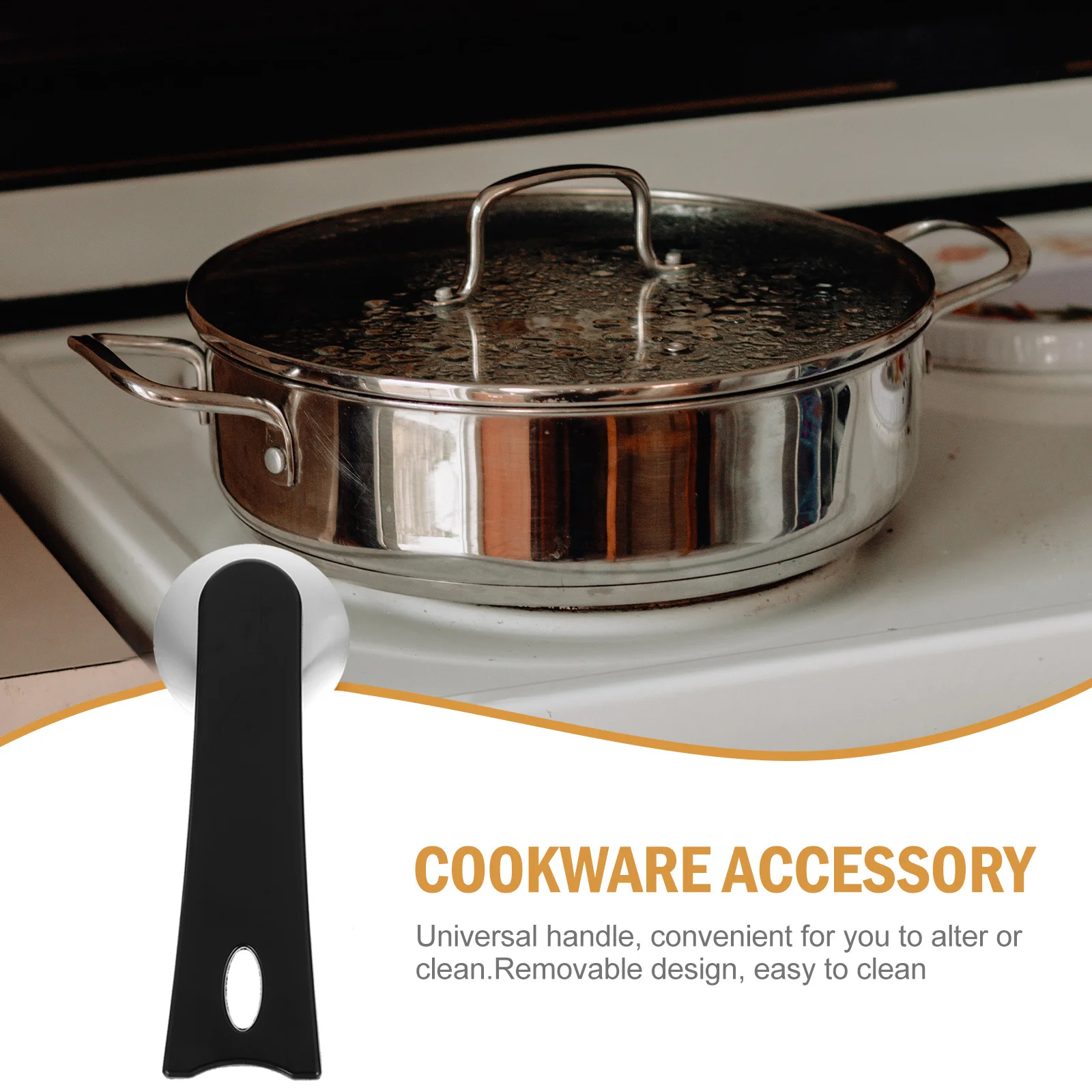 

3pcs Pot Lid Handles Black Widened Design High Temperature Resistant Friction Resistant Easy Install Strong Cookware