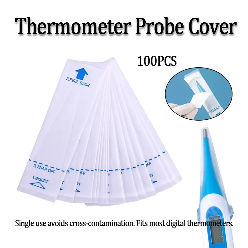 100Pcs Disposable Digital Thermometer Cover for Human & Pet Universal Protective Film Sleeve