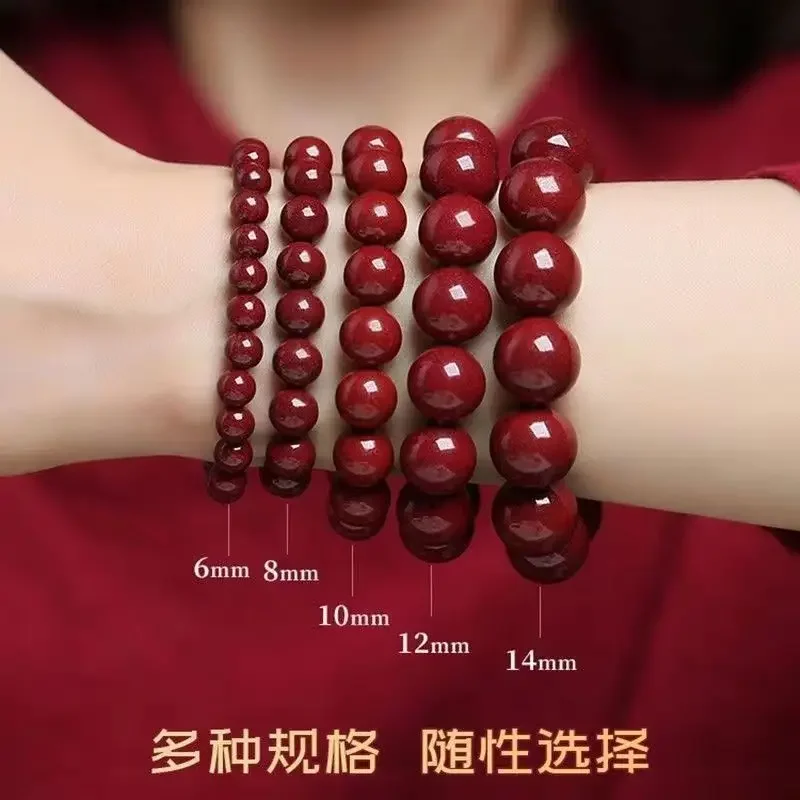 

Natural Purple Gold Sand Raw Ore Cinnabar Bracelet Men and Women's Couple Gifts Lucky Beads Blessing Charm Birth Year Red Bangle