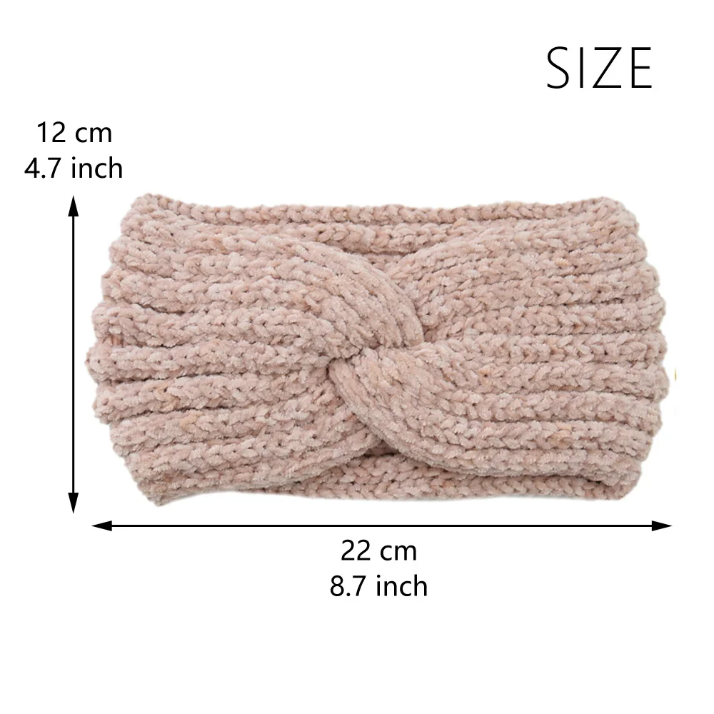 Winter Wool Knitted Headband for Women, Ear Warmer