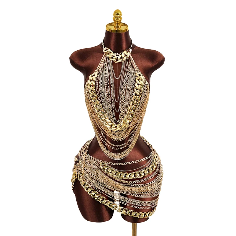YOUR BUMP CURVE Handcrafted spliced ​​metal chain hollowed-out tassels irregular mini combination sexy women TV RED carpet