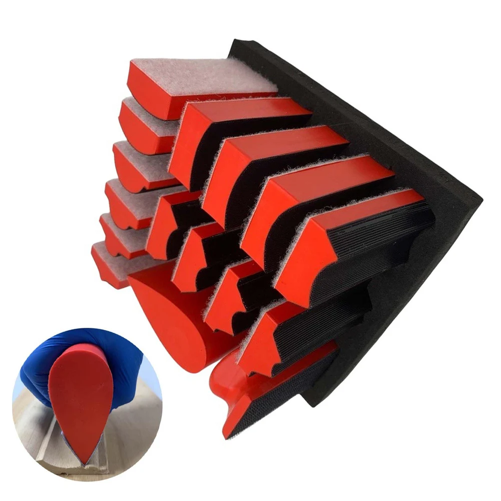 16Pcs Contoured Foam Sanding Block Kit With 40 Sheets Assorted Grit Sandpaper For Wood Furniture Polishing And DIY Craft Tool