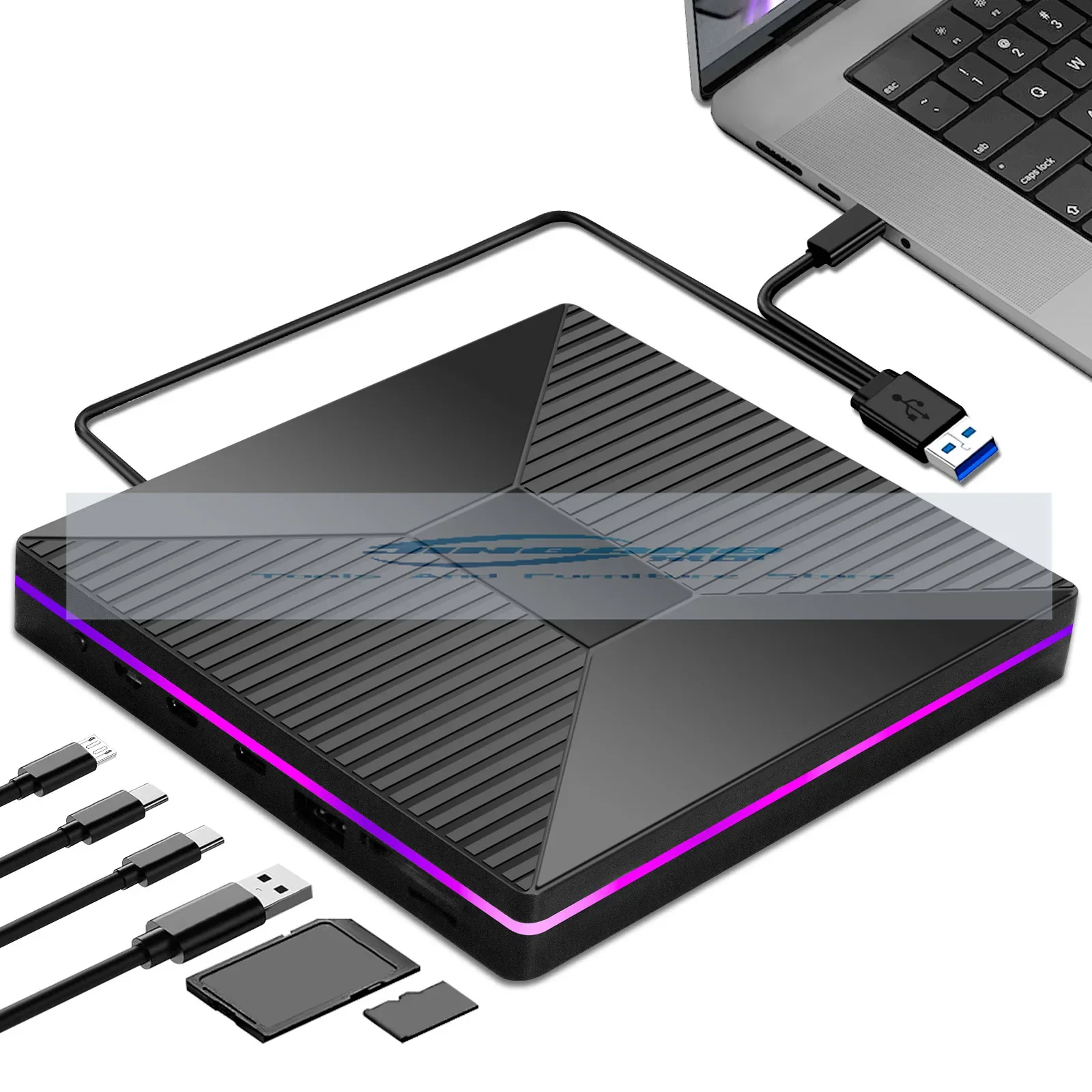 

2a2c Multifunctional External Optical Drive Computer Disk Mobile Notebook Recorder External Optical Drive Blu-ray seven in one