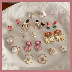 Summer energetic girl fresh ear clip without ear hole earrings 2024 new trendy Korean high-end and versatile ear accessories