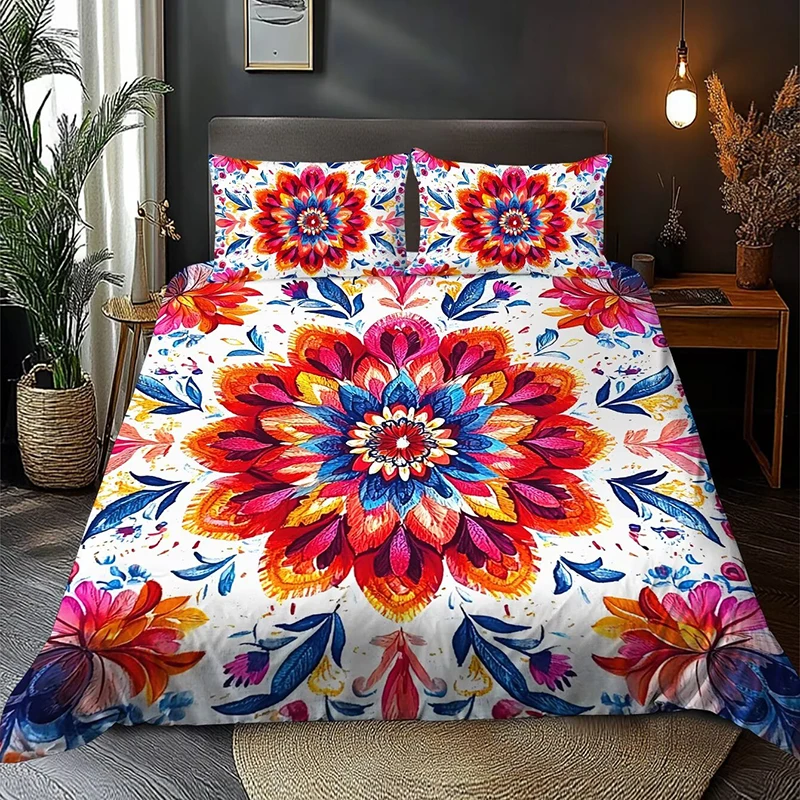 European Style Flowers Duvet Cover Set Comfortable Bedding 1 Duvet Cover 2 Pillowcases Digital Printing Four Seasons Home Decor