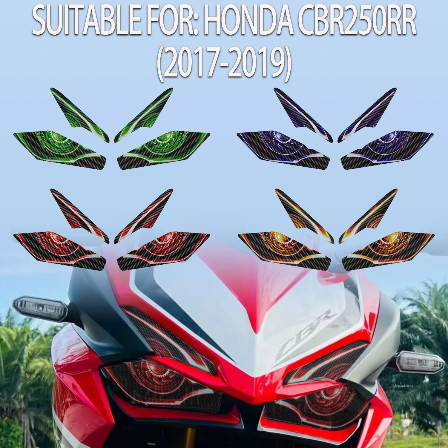 لهوندا CBR250RR 2017-2019 العلوي حماية ملصق المصباح شخصية الإبداعية فيلم