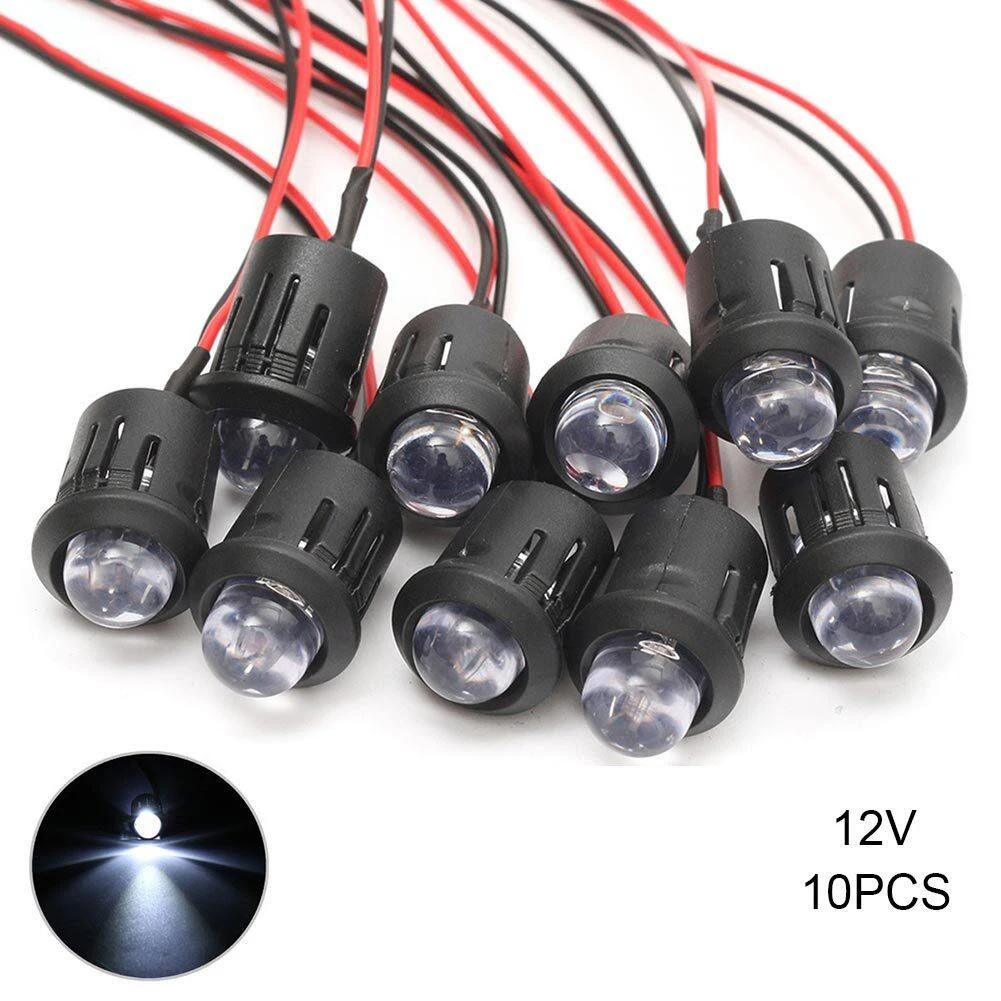 10 Pcs 12V 10mm Pre-Wired Constant LED Ultra Clear Bulb Cable Prewired Led Lamp Garden Decoration Lighting Lamps