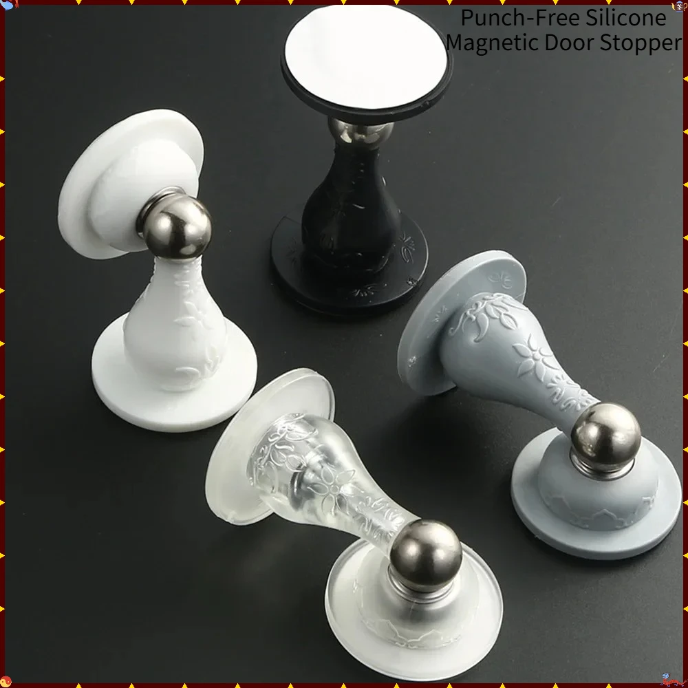 2Pcs Invisible Magnetic Door Stoppes Door Wall Protector Silicone Door Stop For Bottom of Door Holder Door Double Sided Tape