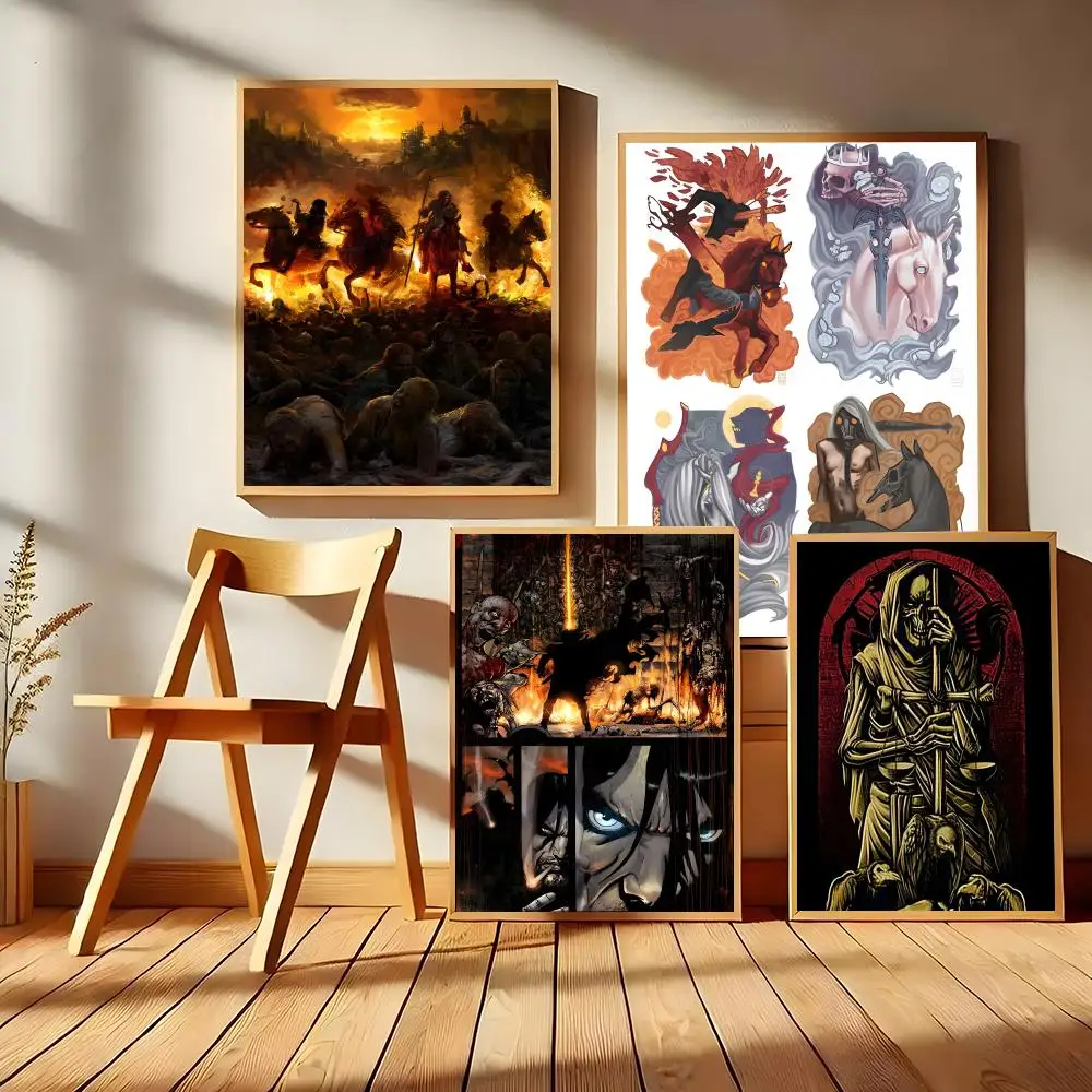 F-Four Horsemen Of The Apocalypse Poster Matte Self-Adhesive Wall Art Print Living Room Bedroom Home Decor