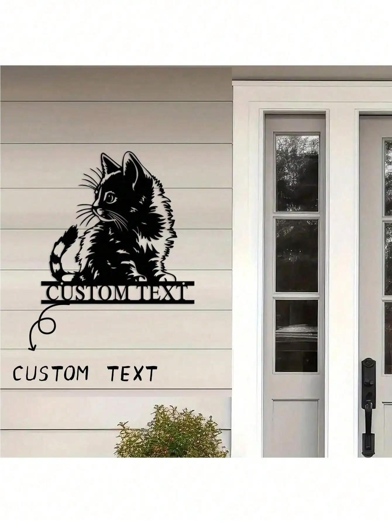 

Metal Cat Custom Address Plaque, Moon Kitty House Number Sign for Wall, Unique Street Metal Art Decor