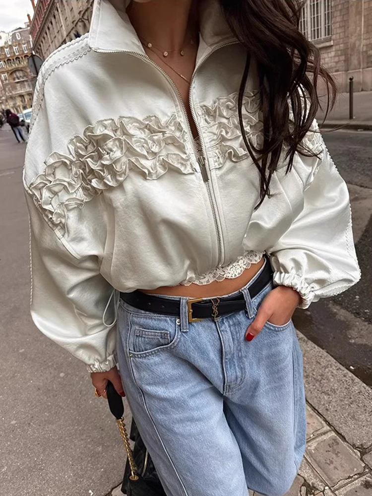 

Chic Retro Splicing Pleated Design Loose Dstring ort Coat Women's Faionable Autumn New Sle Commute Wind Warmth