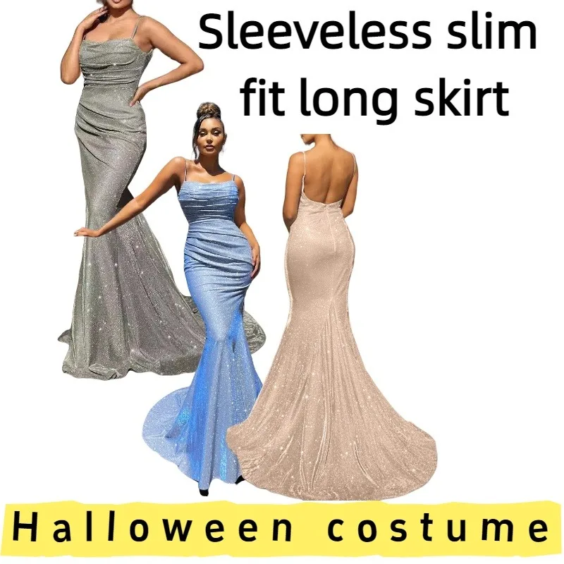 

European American Women's Sleeveless Formal Gown Slim Fit Long Dress for Proms Weddings Banquets Formal Events Evening