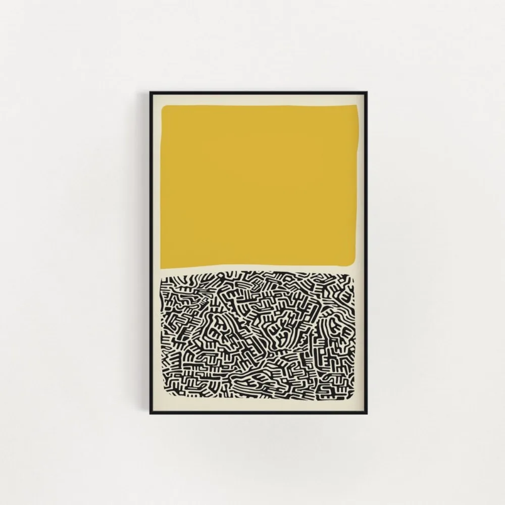 Modern Yellow and Black Abstract Printing,retro Art Canvas Painting Wall Art,living Room Apartment Decoration Poster Frameless