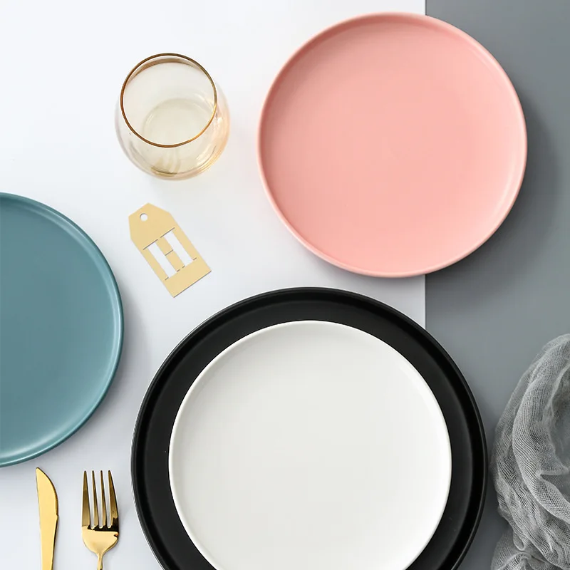 Factory Direct Compatible with Western  Salad Steak Plate Tableware Creative 8 Inch Ceramic Plate Matte Glaze