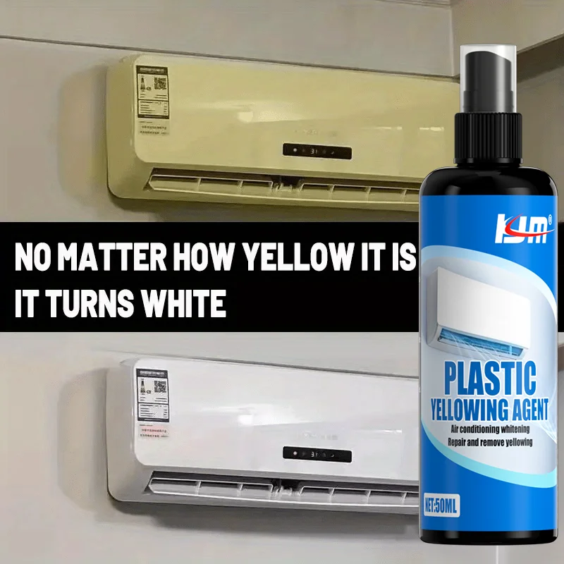 KJM New Plastic Renewal Spray 50ml - Universal Aircon Yellowing Remover, High Efficiency Restorer for AC Units, Easy to Use