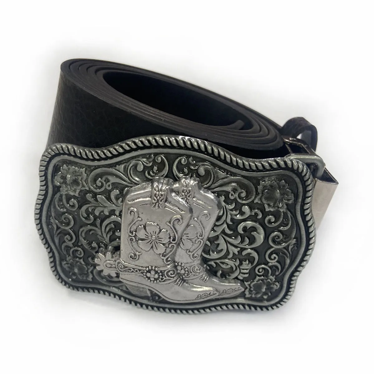 Retro Western Cowboy Floral Boots Belt Buckle Drop Shipping Fashionable Leather Accessory Classic Trend