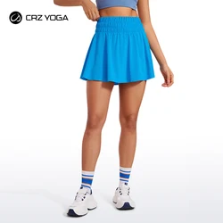 CRZ YOGA High Waisted Flowy Tennis Skirts for Women Pleated Casual Golf Athletic Pickleball Skorts with Shorts Pockets