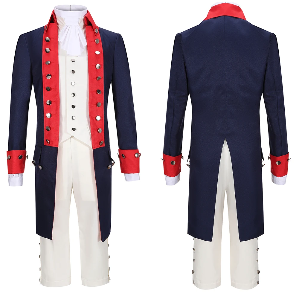 Musical Opera Hamilton Alexander Cosplay Costume Halloween Evening Gown Adult Parent-Child Outfits Medieval Navy Blue Uniform