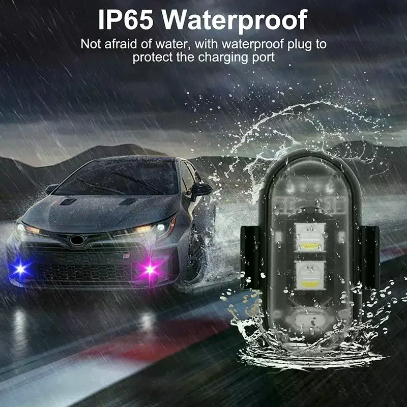 Wireless Rechargeable LED Strobe Lights for Car Ambience Decorative Safety Lighting for Roadside Emergency and Celebrations