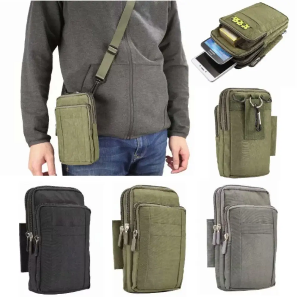 

Waist Belt Outdoor Phone Pouch Carrying Case Three Layers Cell Phone Holder Storage Bag Crossbody Shoulder Smartphone Bag