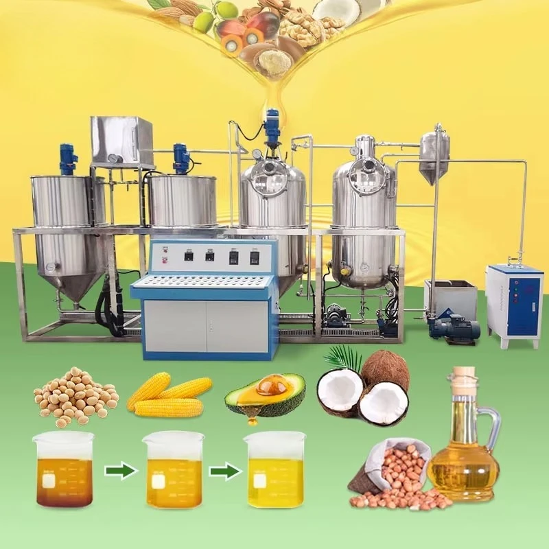 التلقائي 50L نطاق صغير زيت الطعام نبات التكرير الزيتون الفول السوداني آلة معالجة زيت النخيل خط مزيل الروائح الفولاذ المقاوم للصدأ