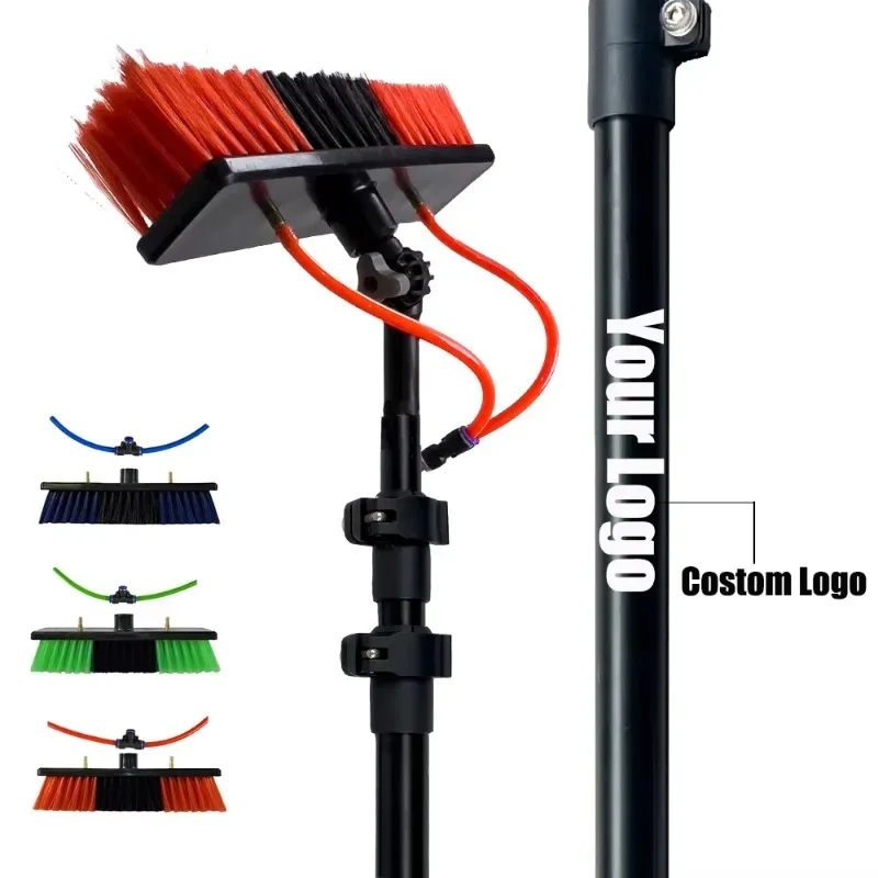 New Product Car Wash Brush Telescopic Aluminum Water Fed Pole Brush with Scraper System for Window Cleaning