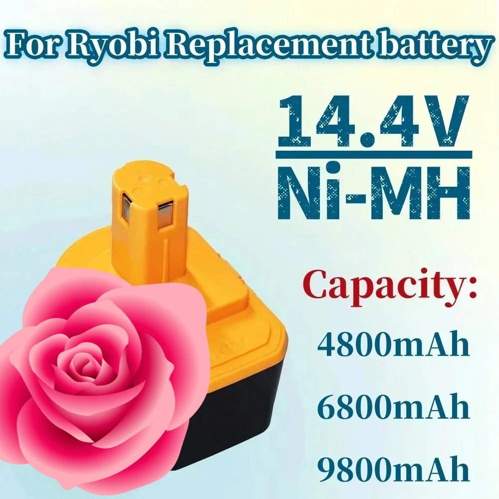 2026 14.4V 4800/6800/9.8Ah NIMH بطارية ل Ryobi استبدال البطارية ل مثقاب لاسلكي R10521 RY6201 RY6202 130224010 130224