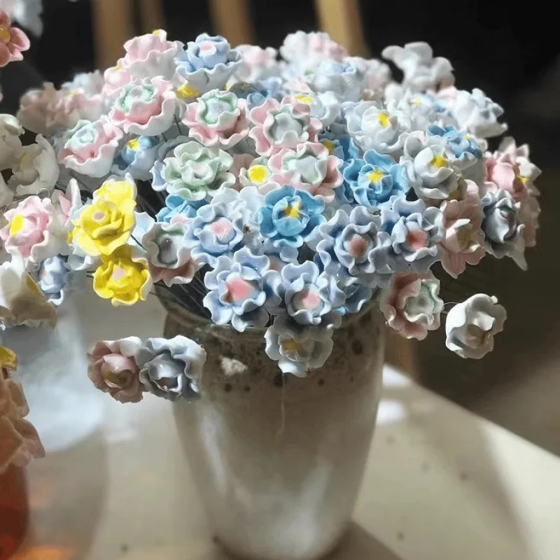 

Ceramic Flowers Artificial Flowers High Temperature Handmade Decorative Bouquet Eternal Flowers Creative Gift Home Decoration
