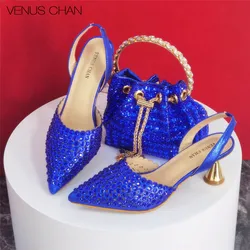 Elegant Grace Exquisite Sandals 2024 Italian Design Luxury Women's Shoes And Bag Set Diamond Decoration Metal Closure Bag