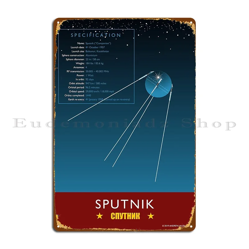 Sputnik Metal Plaque Poster Cinema Poster Plaques Design Cave Tin Sign Poster