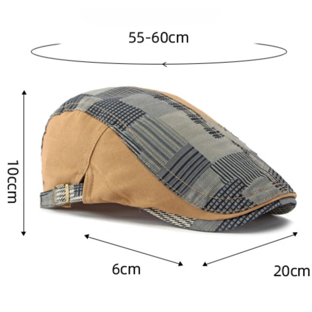 HT5141 Herren- und Damen-Baskenmütze, Patchwork-Baskenmütze, Baumwoll-Flatcap für Damen und Herren, neue Frühlings- und Sommer-Baskenmütze, verstellbar. – Detail 1