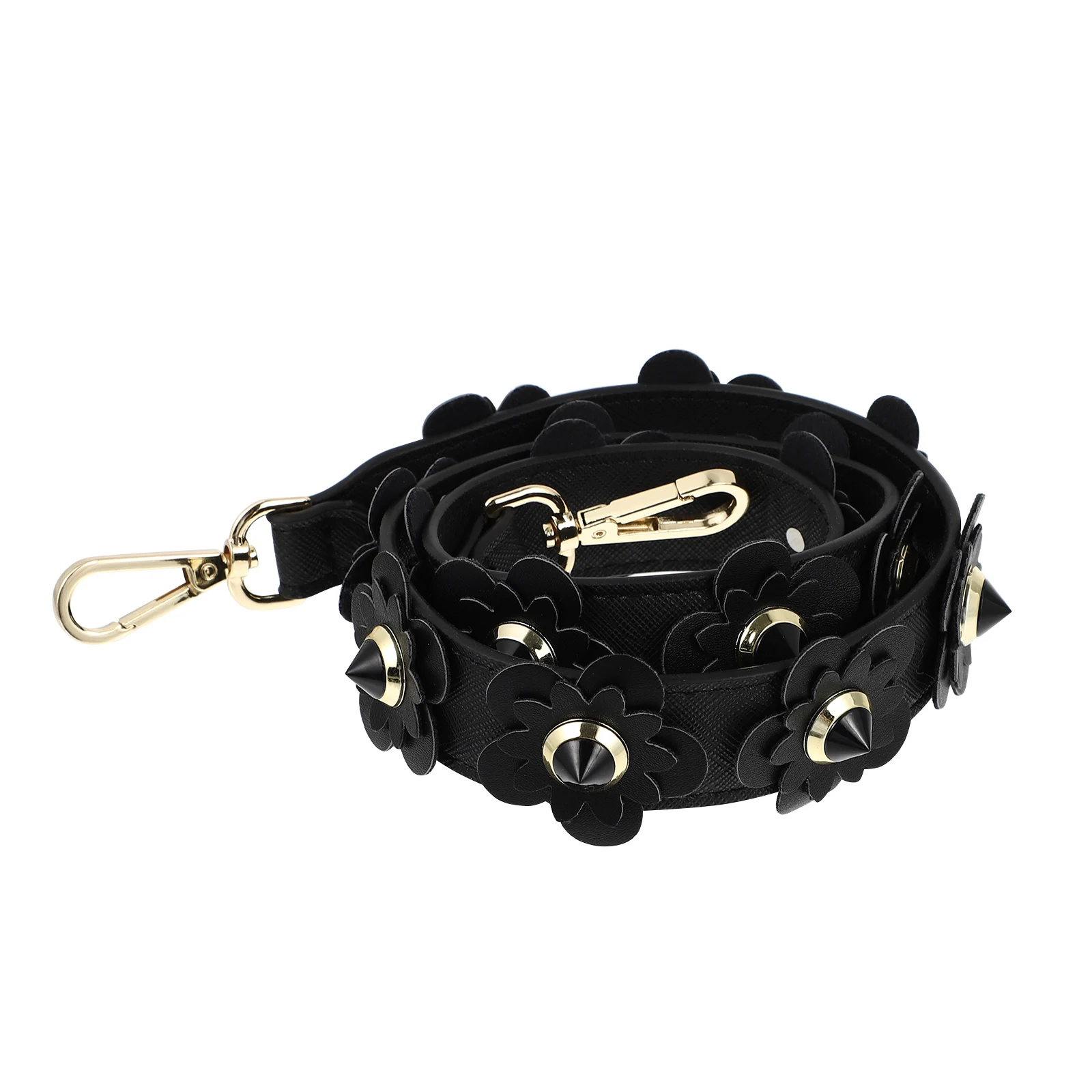 

Flower Decor Crossbody Shoulder Strap Bohemian Style Long Chain Purse Adornment Women Bag Replacement PU Material Lightweight