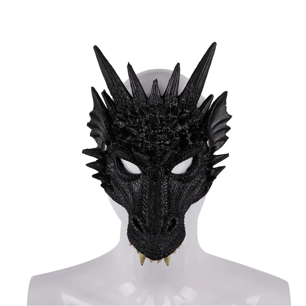 1PC Dragon Mask Costume Prop Mask Dress-up Accessory for Halloween Masquerade Cosply Costume Party Carnival Performance Black